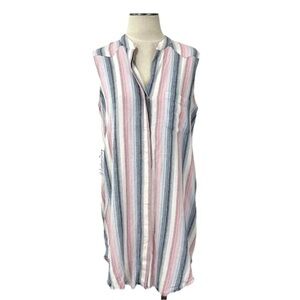 Cloth & Stone- Blue Pink Stripe Shirtdress Size M